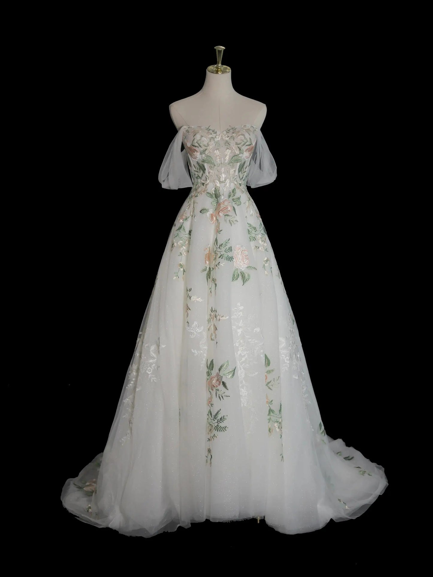 Wedding Dresses 2025 to impress Off-Shoulder Wildflower Whisper Wedding Dress with Embroidered Tulle Skirt – RD017-vigocouture-White-Custom Size-vigocouture