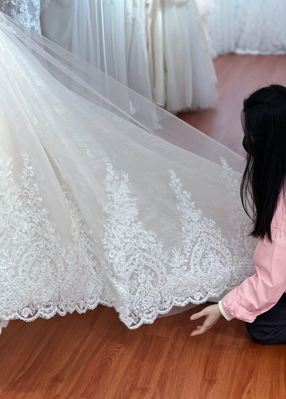 Wedding Dresses 2025 to impress Pearl Button Corset Lace Ball Gown Wedding Dress with Royal Embroidery – Style RD011-vigocouture-vigocouture