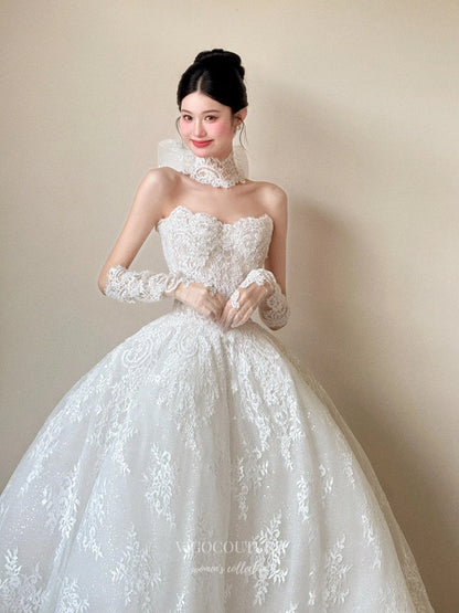 Wedding Dresses 2025 to impress Romantic Lace Ball Gown Wedding Dress with Sweetheart Neckline and Cathedral Train – RD032-vigocouture-vigocouture