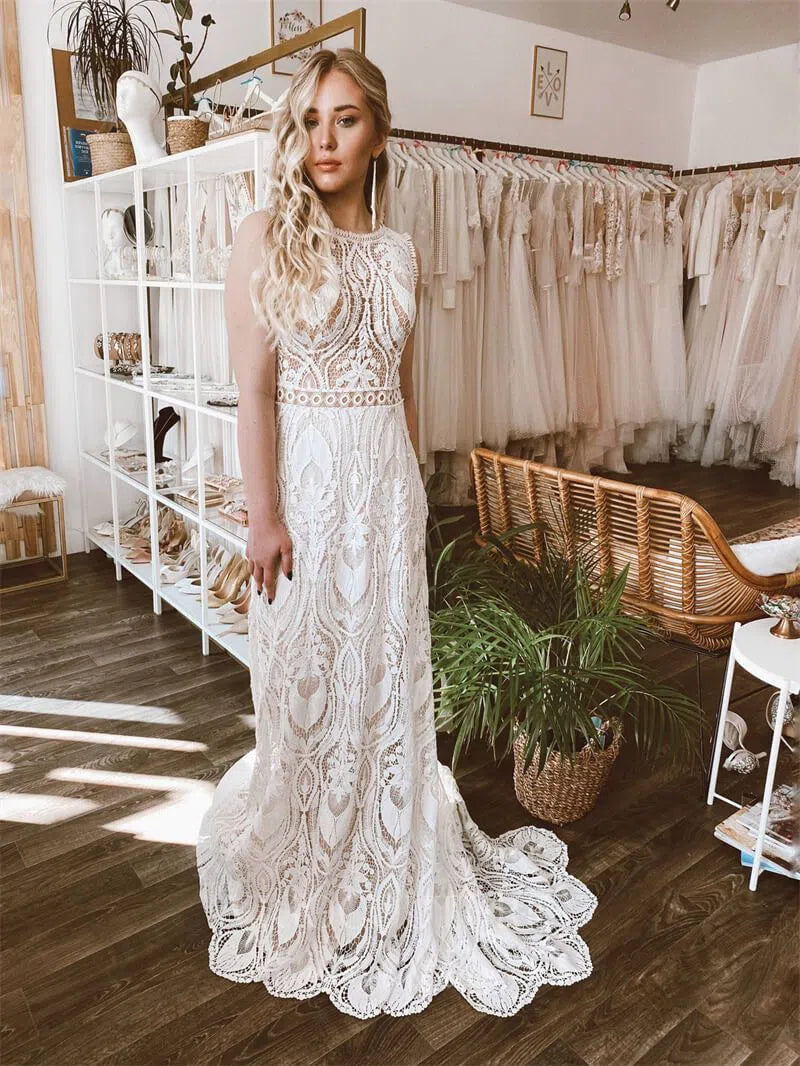 Sheath Boho Wedding Dresses w0002 – vigocouture
