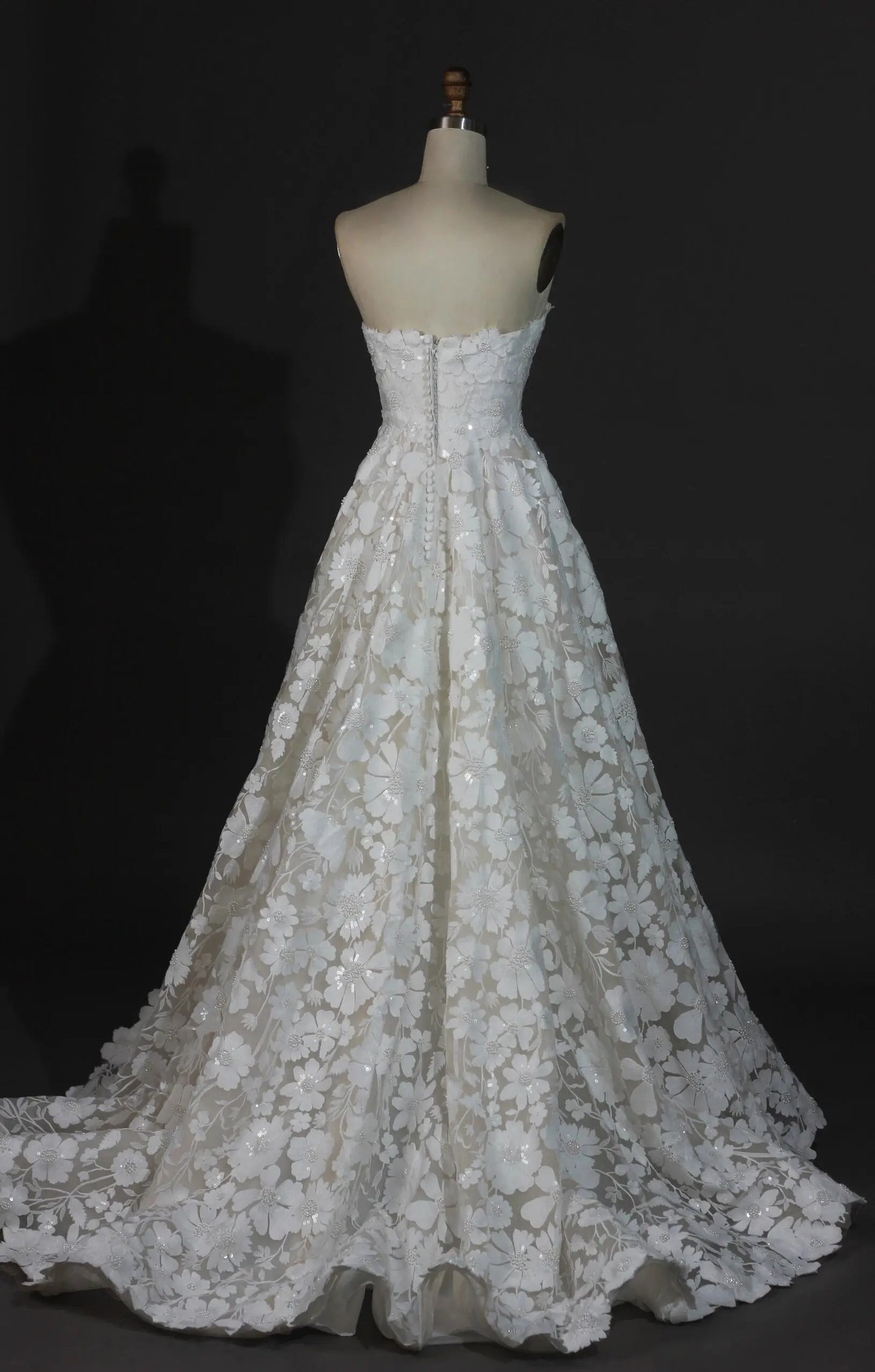 Wedding Dresses 2025 to impress Strapless 3D Floral Lace A-Line Wedding Dress with Sequin Appliqué – RD024-vigocouture-vigocouture
