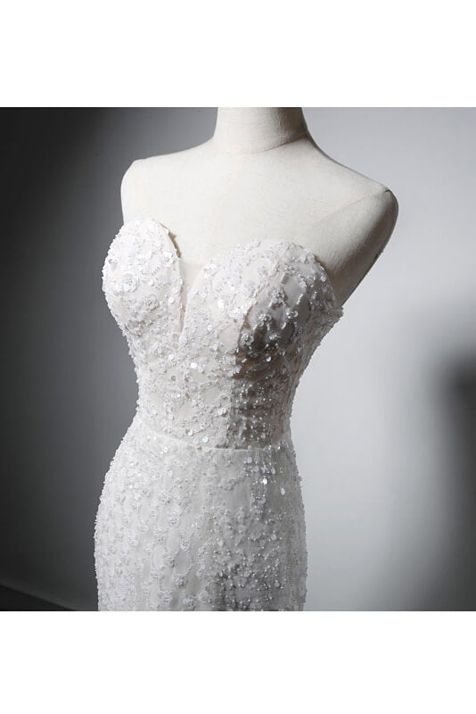 White Beaded Convertible Mermaid Prom Dresses 22381-Prom Dresses-vigocouture-White-Custom Size-vigocouture