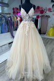 Yellow Lace Applique Prom Dresses Spaghetti Strap Sheer Bodice 24198-Prom Dresses-vigocouture-Yellow-Custom Size-vigocouture