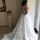 vigocouture-3D Flower A-Line Wedding Dresses Sequin Bridal Dresses W0037-Wedding Dresses-vigocouture-