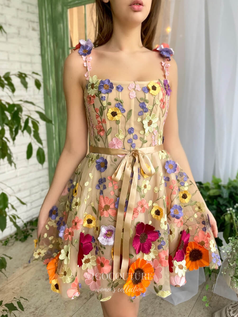 vigocouture-3D Flower Lace Short Prom Dress Homecoming Dress 21009-Prom Dresses-vigocouture-