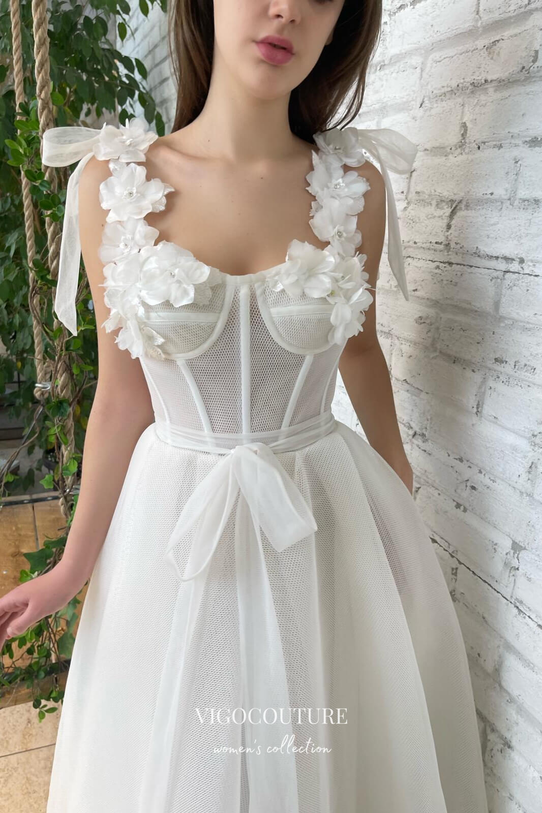 vigocouture-3D Flowers Hoco Dresses Midi Length Sweetheart Neck Homecoming Dresses hc228-Prom Dresses-vigocouture-
