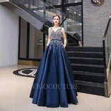 vigocouture-A-line Beaded With Pockets Satin Prom Dresses 20027-Prom Dresses-vigocouture-Blue-US2-