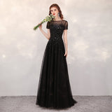 vigocouture-A-line Boatneck Beaded Prom Dresses 20041-Prom Dresses-vigocouture-Black-US2-