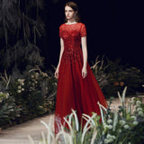 vigocouture-A-line Boatneck Beaded Prom Dresses 20041-Prom Dresses-vigocouture-Red-US2-