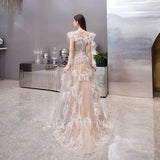vigocouture-A-line Boatneck Prom Dresses Feather Beaded Evening Dresses 20070-Prom Dresses-vigocouture-