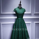vigocouture-A-line Lace Homecoming Dress Mid-length High Neck Prom Dress 20276-Prom Dresses-vigocouture-