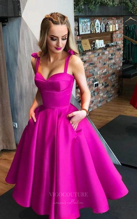 vigocouture-A-Line Sweetheart Neck Homecoming Dress Satin Maxi Hoco Dress hc023-Prom Dresses-vigocouture-Hot Pink-US2-