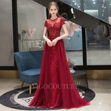 vigocouture-Beaded A-line Prom Dress Round Neck Evening Dresses 20060-Prom Dresses-vigocouture-