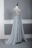 vigocouture-Beaded A-line Prom Dress Round Neck Evening Dresses 20060-Prom Dresses-vigocouture-