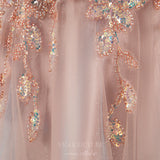 vigocouture-Beaded A-Line Prom Dresses Plunging V-Neck Evening Dresses 20797-Prom Dresses-vigocouture-