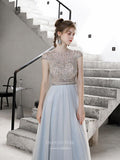 vigocouture-Beaded Cap Sleeve Prom Dress 20235-Prom Dresses-vigocouture-