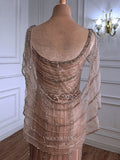 vigocouture-Beaded Cape Sleeve Prom Dresses Mermaid Evening Dresses 21315-Prom Dresses-vigocouture-
