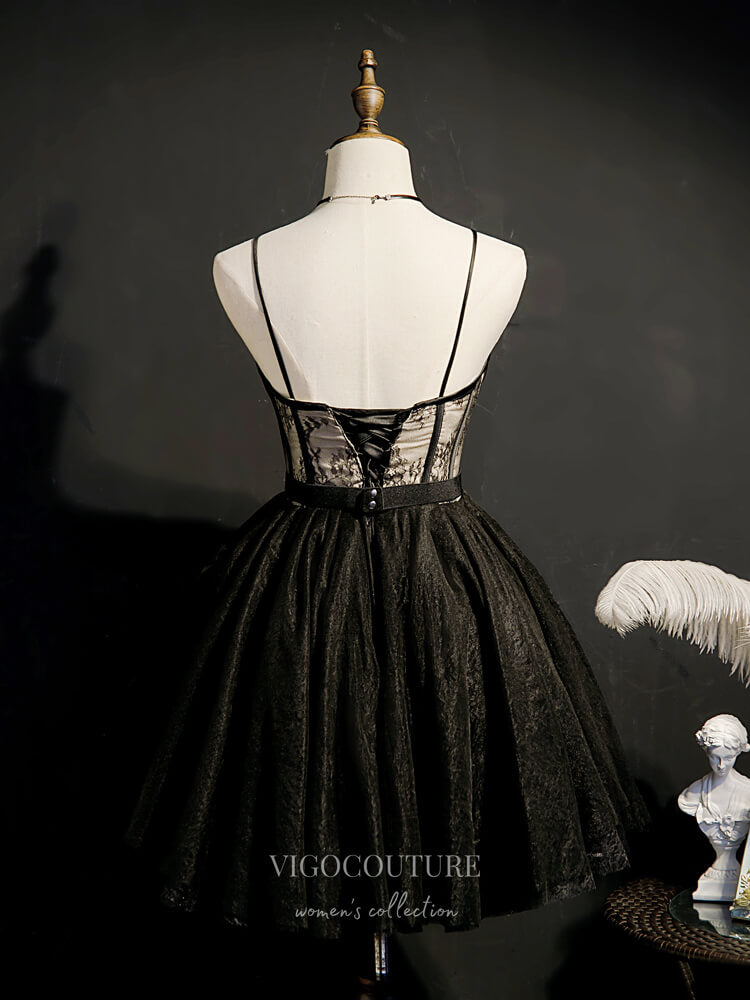 vigocouture-Beaded Homecoming Dresses Spaghetti Strap Dama Dresses hc112-Prom Dresses-vigocouture-