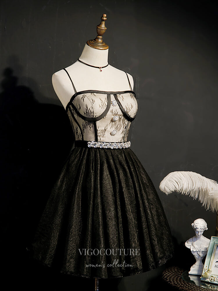 vigocouture-Beaded Homecoming Dresses Spaghetti Strap Dama Dresses hc112-Prom Dresses-vigocouture-