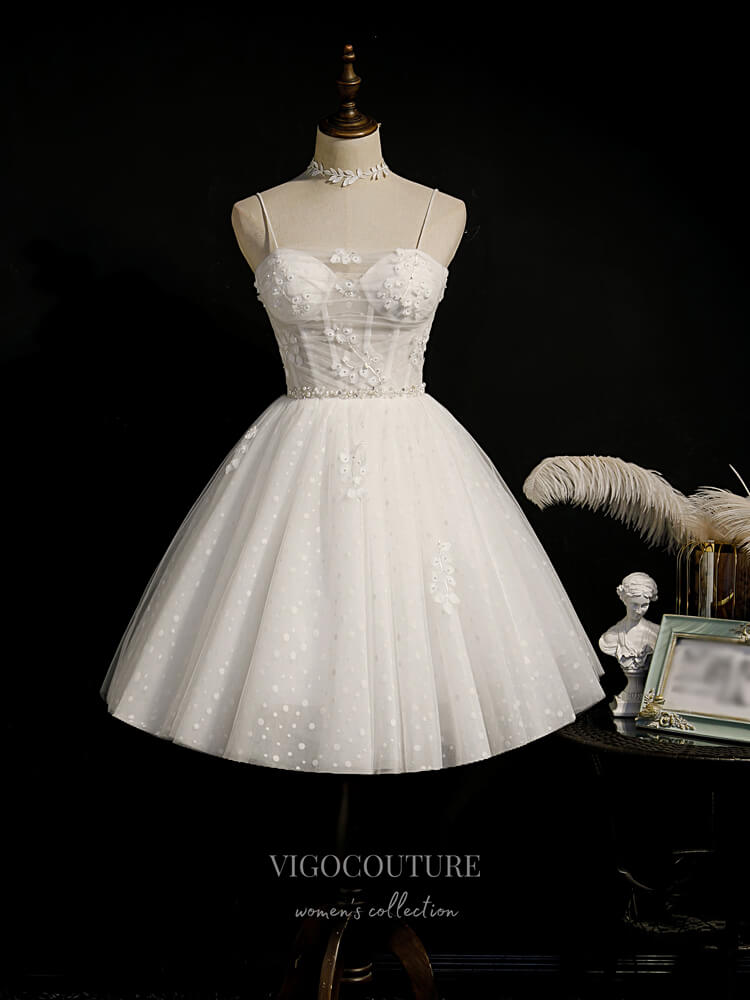 vigocouture-Beaded Homecoming Dresses Spaghetti Strap Dama Dresses hc113-Prom Dresses-vigocouture-Ivory-US2-