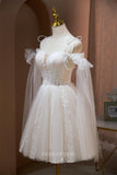 vigocouture-Beaded Lace Applique Homecoming Dresses Spaghetti Strap Hoco Dresses hc198-Prom Dresses-vigocouture-