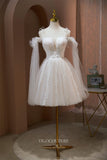 vigocouture-Beaded Lace Applique Homecoming Dresses Spaghetti Strap Hoco Dresses hc198-Prom Dresses-vigocouture-Ivory-US0-