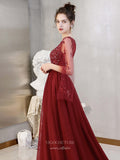 vigocouture-Beaded Long Sleeve Prom Dress 20211-Prom Dresses-vigocouture-