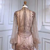 Beaded Long Sleeve Prom Dresses High Neck Evening Dresses 21210-Prom Dresses-vigocouture-Silver-US2-vigocouture
