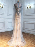 vigocouture-Beaded Long Sleeve Prom Dresses High Neck Formal Dresses 21258-Prom Dresses-vigocouture-