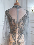 vigocouture-Beaded Long Sleeve Prom Dresses High Neck Formal Dresses 21258-Prom Dresses-vigocouture-