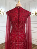 vigocouture-Beaded Long Sleeve Prom Dresses High Neck Formal Dresses 21289-Prom Dresses-vigocouture-