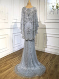 vigocouture-Beaded Long Sleeve Prom Dresses Mermaid Evening Dresses 21203-Prom Dresses-vigocouture-