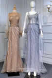 vigocouture-Beaded Mermaid Formal Dresses Long Sleeve Prom Dress 21632-Prom Dresses-vigocouture-Silver-US2-