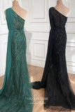 vigocouture-Beaded Mermaid Formal Dresses One Shoulder Prom Dress 21620-Prom Dresses-vigocouture-Black-US2-