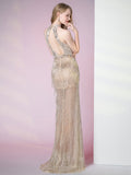 vigocouture-Beaded Mermaid Halter Neck Prom Dress 20788-Prom Dresses-vigocouture-