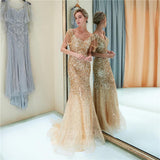 vigocouture-Beaded Mermaid Off the Shoulder Prom Dress 20297-Prom Dresses-vigocouture-