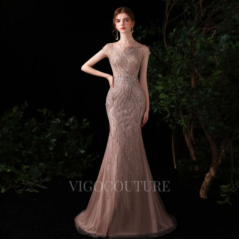 vigocouture-Beaded Mermaid Prom Dresses 20062-Prom Dresses-vigocouture-Mauve-US2-
