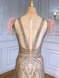 vigocouture-Beaded Mermaid Prom Dresses Feather Formal Dresses 21226-Prom Dresses-vigocouture-