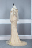 vigocouture-Beaded Mermaid Prom Dresses Long Sleeve Evening Dresses 20766-Prom Dresses-vigocouture-