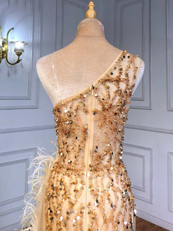 vigocouture-Beaded Mermaid Prom Dresses One Shoulder Evening Dresses 21222-Prom Dresses-vigocouture-