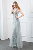 vigocouture-Beaded Mermaid Prom Dresses Plunging V-Neck Evening Dresses 20803-Prom Dresses-vigocouture-