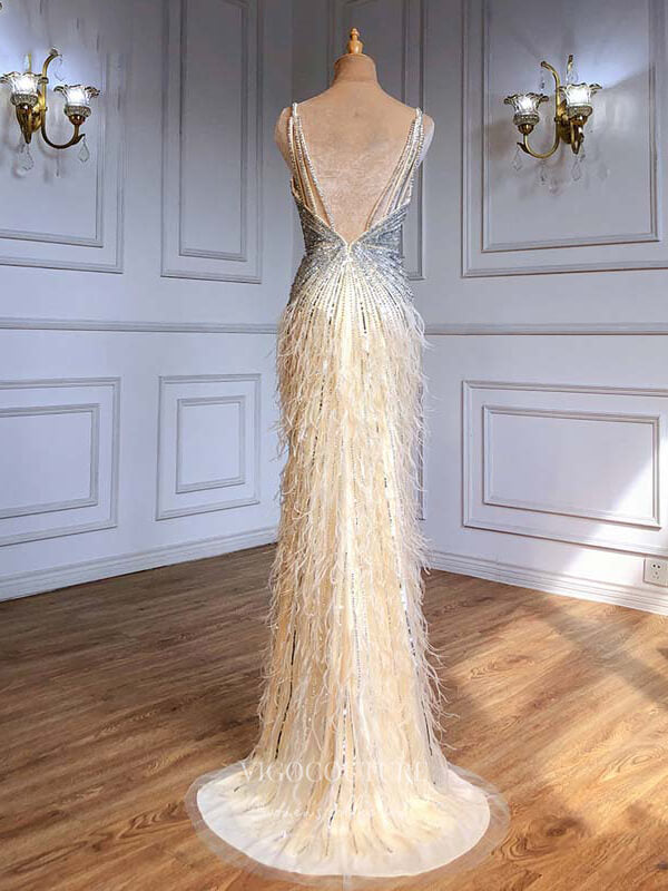 vigocouture-Beaded Mermaid Prom Dresses Spaghetti Strap Evening Dresses 21217-Prom Dresses-vigocouture-