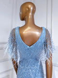 vigocouture-Beaded Mermaid Prom Dresses V-Neck Evening Dresses 21196-Prom Dresses-vigocouture-
