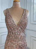 vigocouture-Beaded Mermaid Prom Dresses V-Neck Evening Dresses 21211-Prom Dresses-vigocouture-