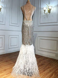 vigocouture-Beaded Mermaid Prom Dresses V-Neck Evening Dresses 21211-Prom Dresses-vigocouture-