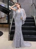 vigocouture-Beaded Mermaid Removable Prom Dress 20253-Prom Dresses-vigocouture-Silver-US2-