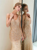 vigocouture-Beaded Mermaid V-Neck Prom Dress 20296-Prom Dresses-vigocouture-