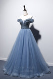 vigocouture-Beaded Off the Shoulder Prom Dress 20665-Prom Dresses-vigocouture-