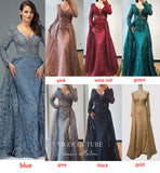 vigocouture-Beaded Plunging V-Neck Formal Dresses Long Sleeve Evening Dresses 21529-Prom Dresses-vigocouture-