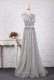 vigocouture-Beaded Prom Dresses Boat Neck Evening Dresses 20764-Prom Dresses-vigocouture-Silver-US2-